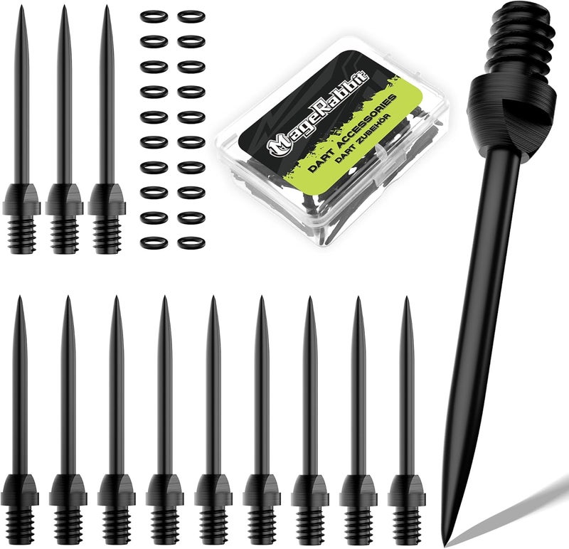 MageRabbit Steel Dart Tips, 12Pcs Metal Dart Tips, Dart Points, Dart Conversion Points, with 20 Pcs O Type Rubber Rings,Steel Tip for Darts - Image 2